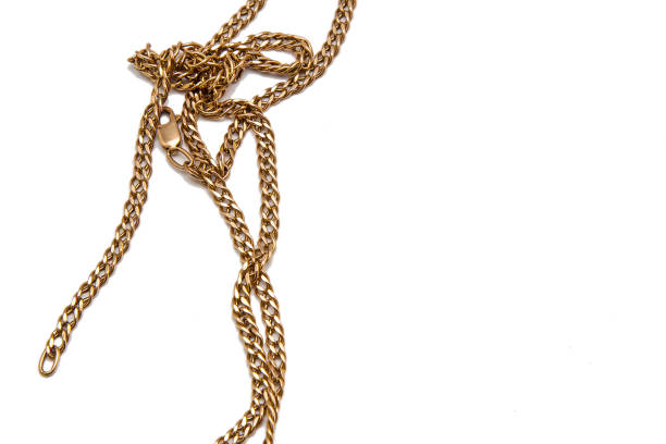 istock Golden chain isolated on white background 888988536
