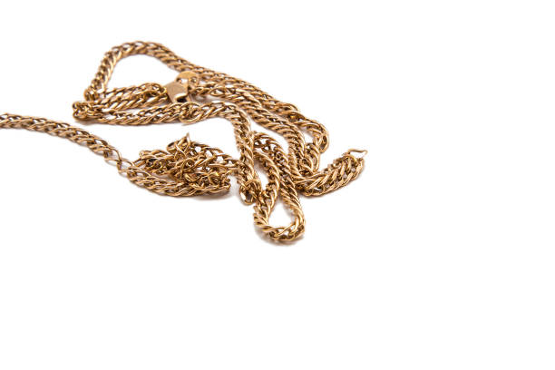 istock Golden chain isolated on white background 888990986