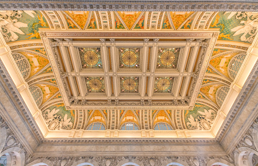 Ceiling detail of the Great Hall of the Library of Congress - Zoom out