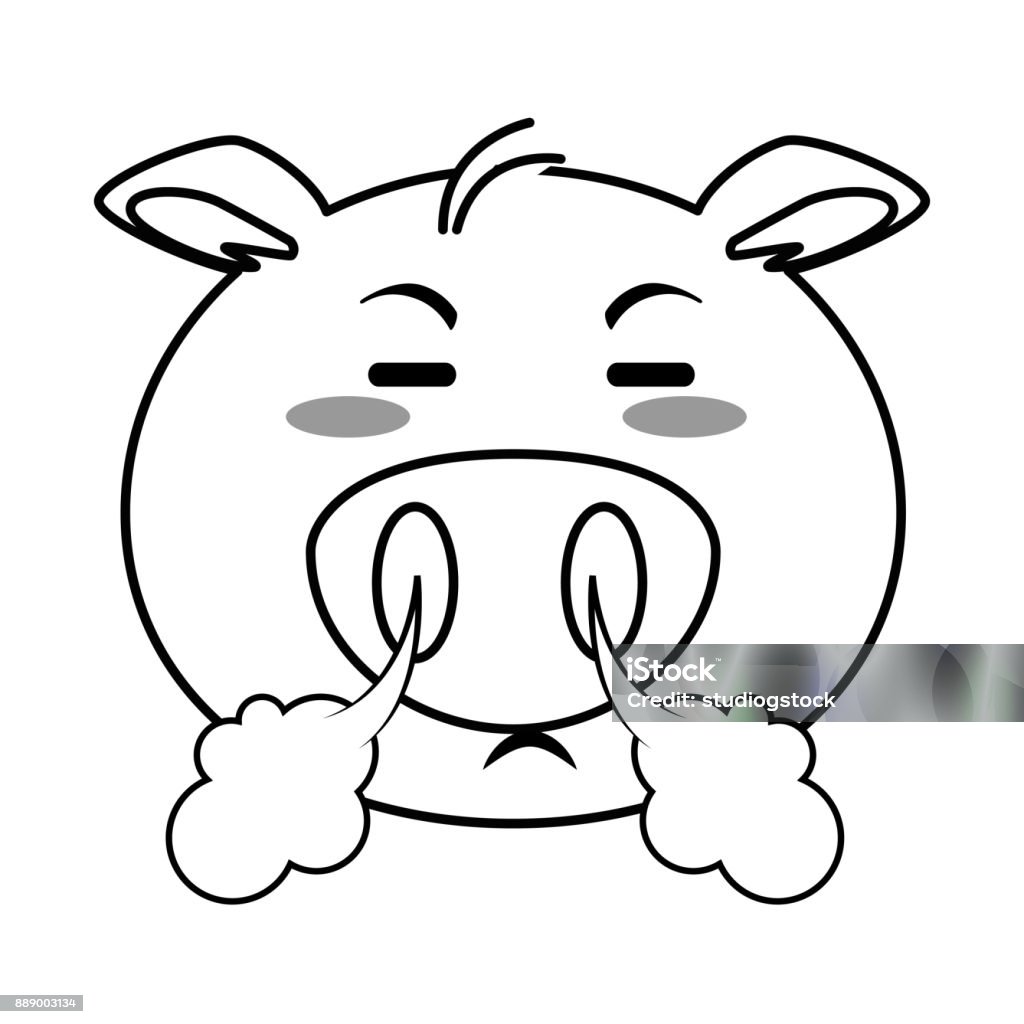 angry pig emoji kawaii angry pig emoji kawaii vector illustration design Blowing stock vector