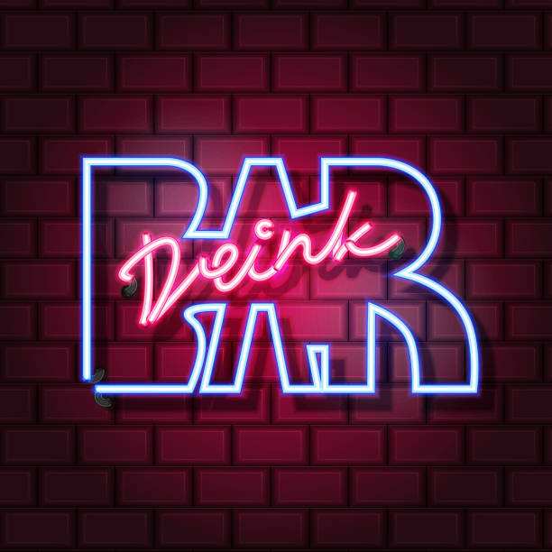 istock Drink pub neon sign. Neon sign, bright signboard, light banner. Vector icons 889038570