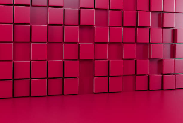istock Abstract background wall of red cubes and red floor. 3d render 889050382