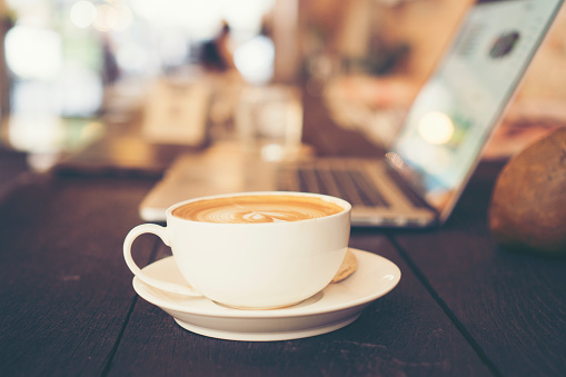 start business work with coffee latte