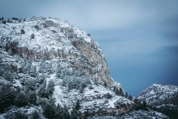 Calanques National Park, Snowy Summit Landscape and Sea in The Background