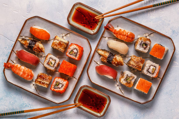 istock Sushi Set: sushi and sushi rolls on plate 889063124