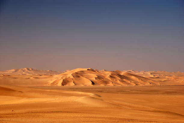 istock Panoramic view of sand dunes in desert Oman 889072124