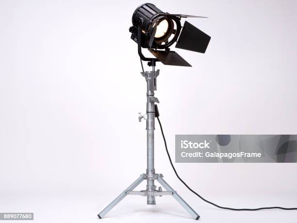 Studio Light On A Metal Stand Stock Photo - Download Image Now - Movie, Illuminated, Film Set