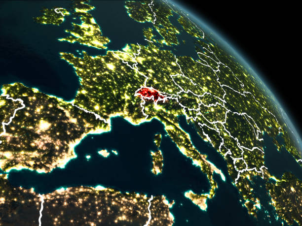 istock Switzerland in red at night 889085902