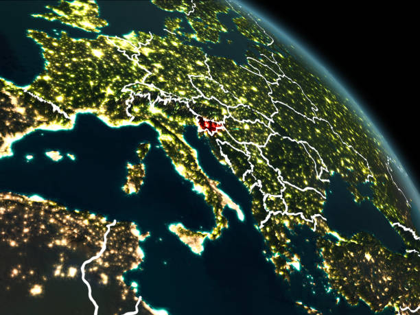 istock Slovenia in red at night 889085908