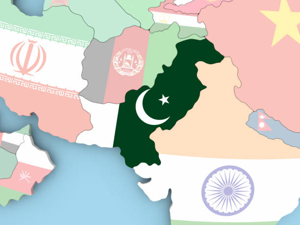 Pakistan with embedded flag. 3D illustration.