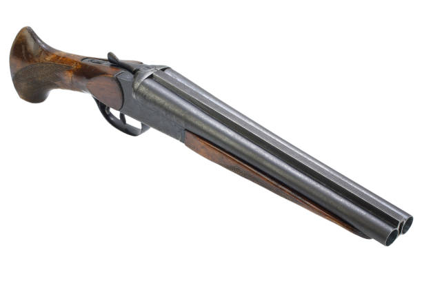istock Illegal weapon - sawn off shotgun isolated on white 889086788
