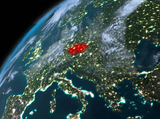 istock Czech republic on planet Earth in space at night 889090030