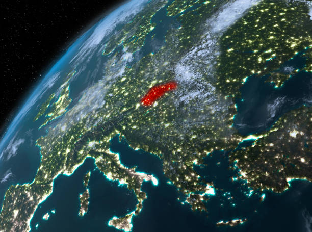 istock Slovakia on planet Earth in space at night 889090048