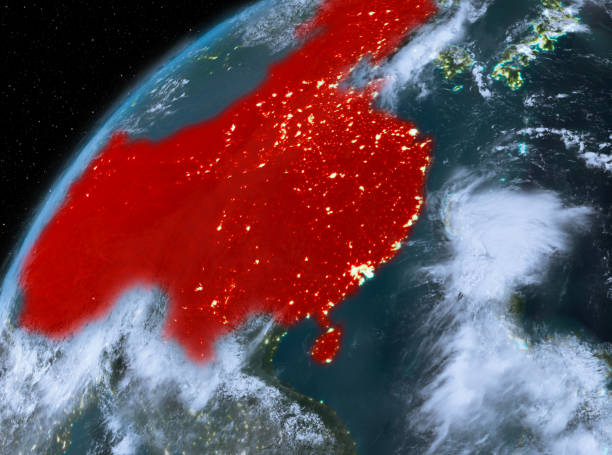 istock China on planet Earth in space at night 889090124
