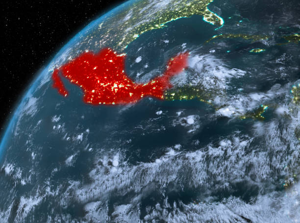 istock Mexico on planet Earth in space at night 889090136