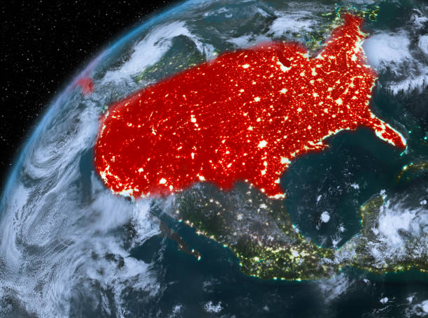 istock USA on planet Earth in space at night 889090144
