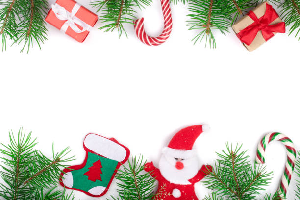 istock Christmas frame decorated isolated on white background with copy space for your text 889098710