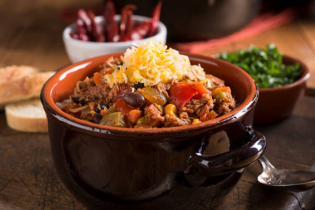 Chicken Chili Healthy Chicken Chili Homemade Chili stock pictures, royalty-free photos & images