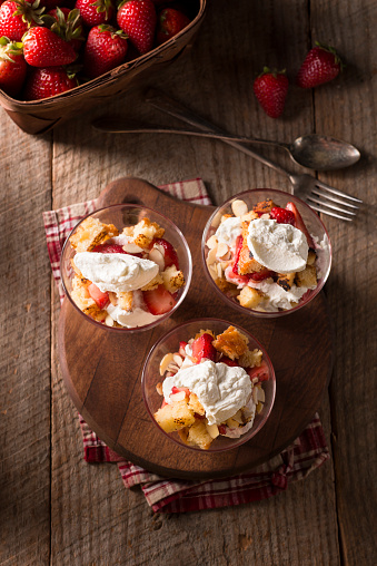 Strawberry Parfait with Pound Cake and Whipped Cream