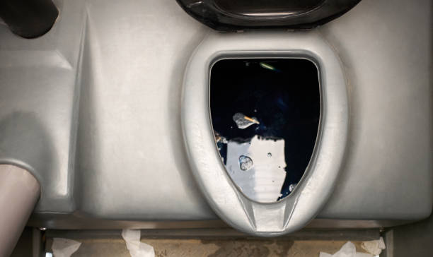 istock Public bio toilet seat from above 889137138
