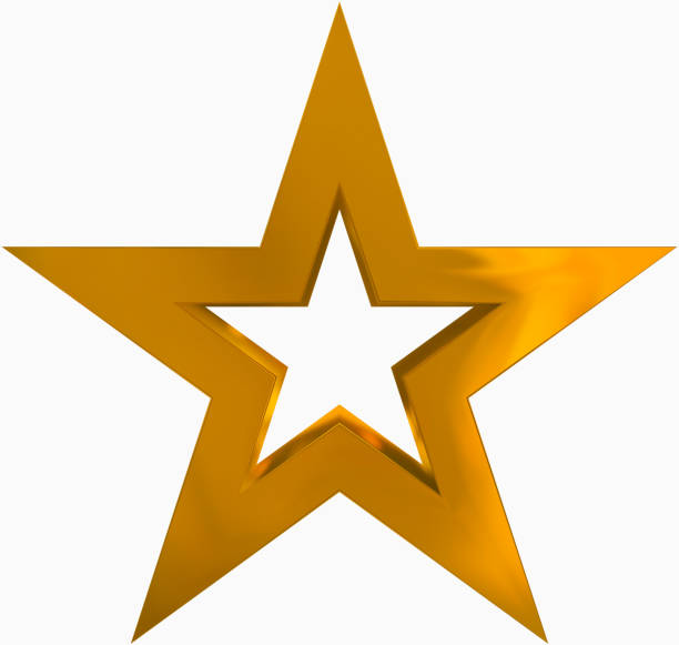 istock Christmas star golden - outlined 5 point star - isolated on white 889143808
