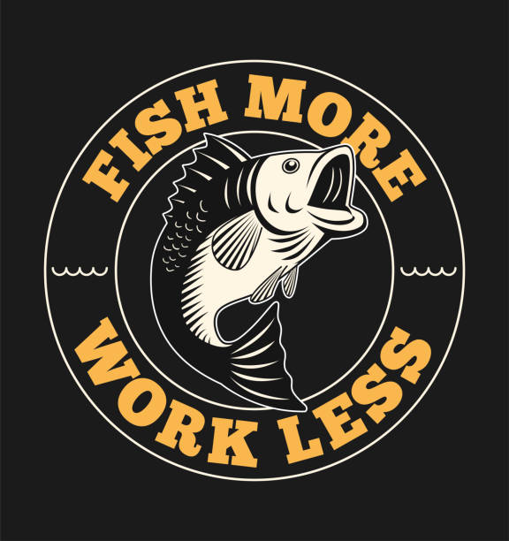 ilustracja ryb z hasłem - black bass illustrations stock illustrations