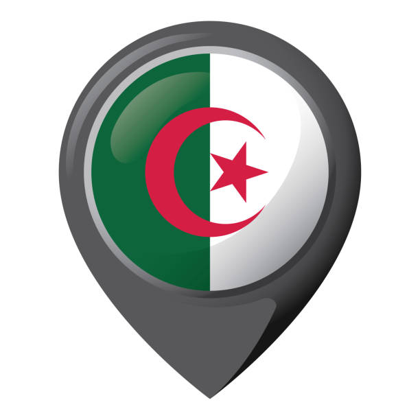 symbol für knopf fahne von algerien. ideal für kataloge von institutionellen materialien und geographie - soccer soccer ball symbol algeria stock-grafiken, -clipart, -cartoons und -symbole