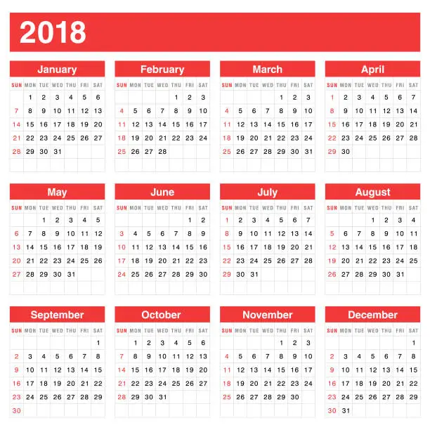 Vector illustration of Calendar 2018 - Vector