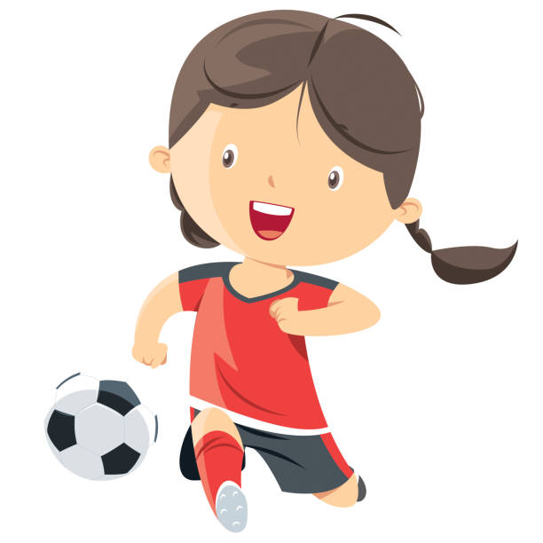 Little girl playing soccer Vector Little girl playing soccer soccer striker stock illustrations