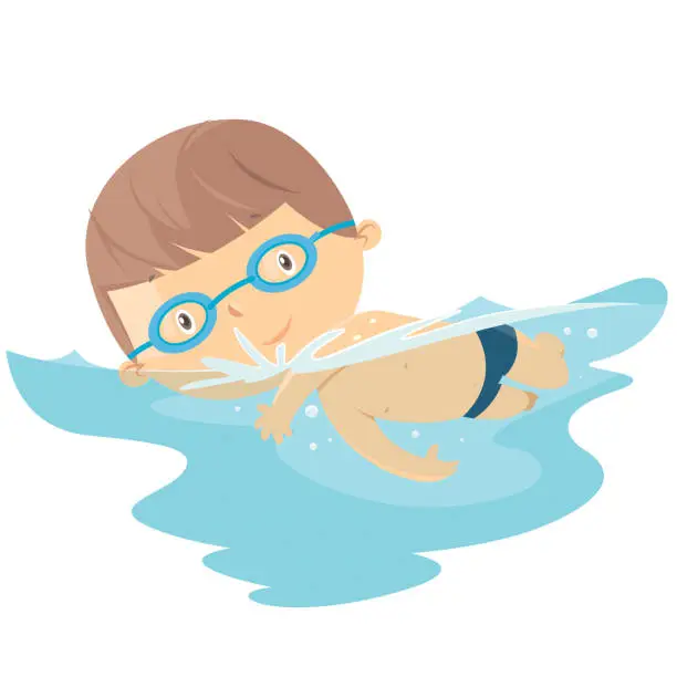 Vector illustration of Kid Swimming