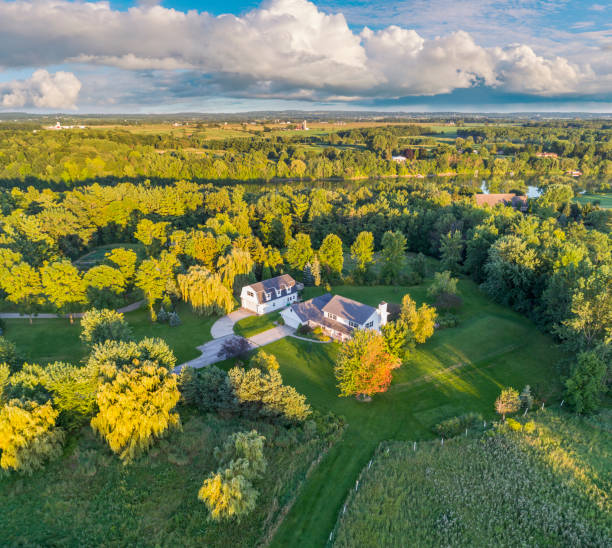 istock Sunset over private home in rural Wisconsin countryside 889168582