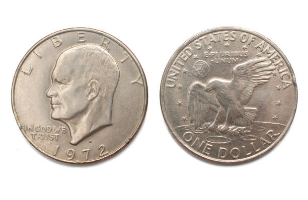 istock Eisenhower one dollar silver coin isolated on white background 889173906
