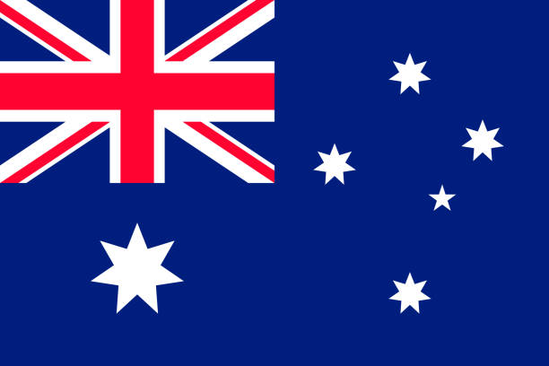 Flag Australia flat style Flag Australia flat style. The icon of national symbol. Commonwealth sign in flat style on the entire page as vector illustration free school borders clip art stock illustrations