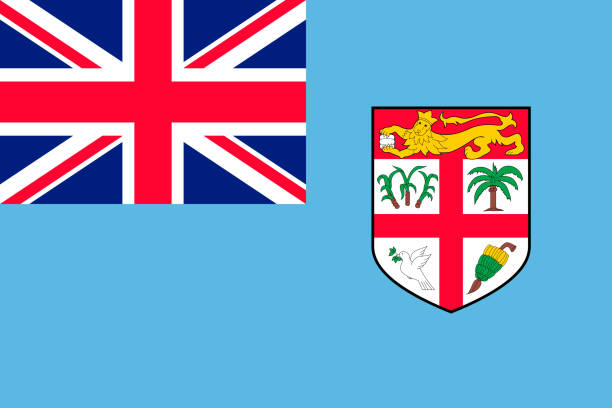 Flag Fiji Islands flat style Flag Fiji Islands flat style. The icon of national symbol. Commonwealth sign in flat style on the entire page as vector illustration free school borders clip art stock illustrations