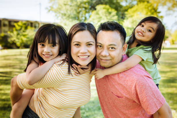 istock Happy family of four 889195512