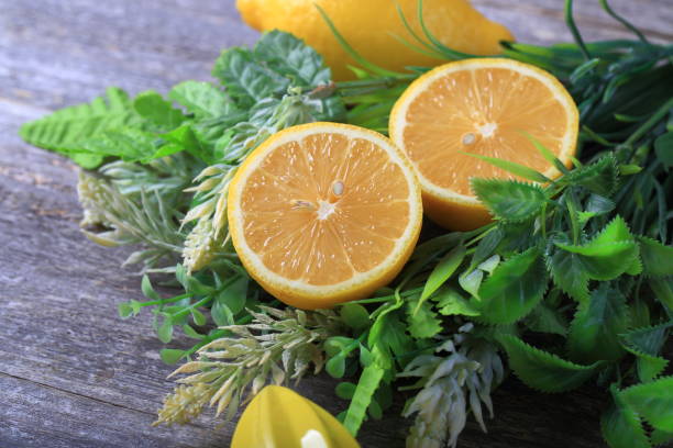istock Fresh lemons on wooden table 889209022