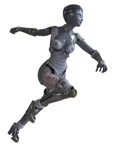 istock Female robot isolated on white 3d illustration 889209486