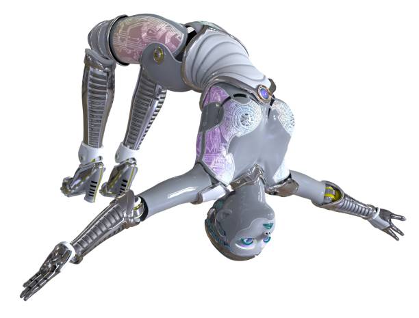 istock Female robot isolated on white 3d illustration 889211820