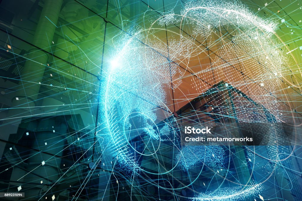 Smart city and global network concept. Global Finance Stock Photo