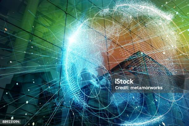 Smart City And Global Network Concept Stock Photo - Download Image Now - Global Finance, Global Business, Global