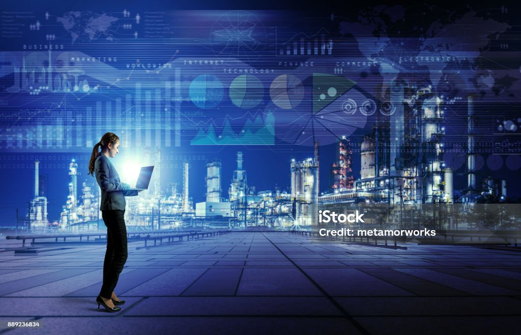 Smart factory concept. Internet of Things. Information Communication Technology. Manufacturing Stock Photo