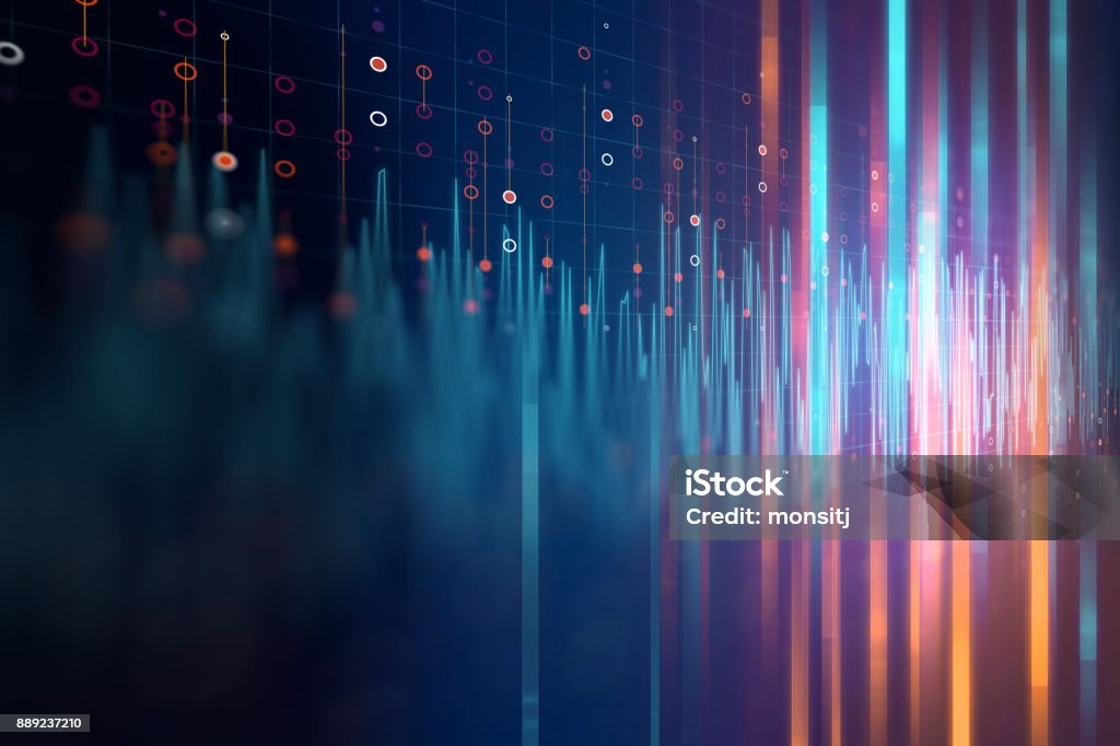 Audio waveform abstract technology background colorful Audio waveform abstract technology background ,represent digital equalizer technology Noise Stock Photo