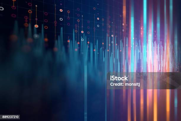 Audio Waveform Abstract Technology Background Stock Photo - Download Image Now - Noise, Abstract, Technology