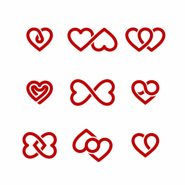 Heart icons set Red heart icons set, Valentines Day design elements infinity heart stock illustrations