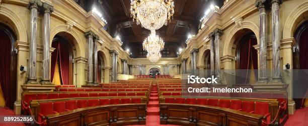 Parliament Of Catalonia Plenary Hall Stock Photo - Download Image Now - Parliament Building, Catalonia, Barcelona - Spain