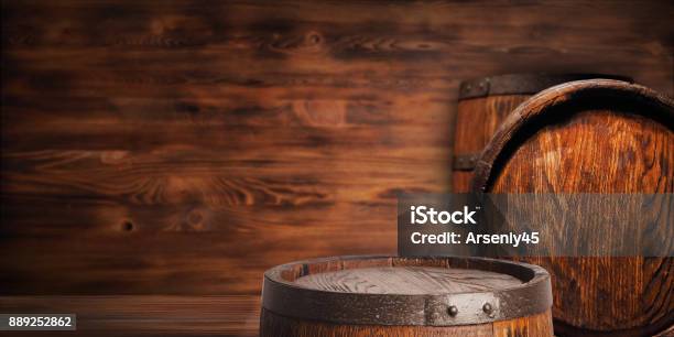 Rustic Wooden Barrel Stock Photo - Download Image Now - Barrel, Rum, Wood - Material