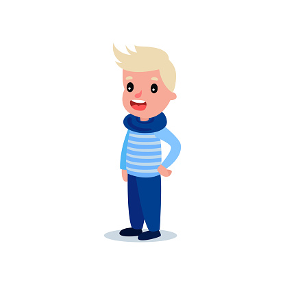 Ilustración de Moda Niño Suéter Azul Con Rayas Pantalón Y Pañuelo Personaje De Dibujos Animados De Niño Rubio De Pie Aislado En Blanco Ropa Casual Diseño Vectorial Plana y más Vectores Libres Ilustración de Moda Niño Suéter Azul Con Rayas Pantalón Y Pañuelo Personaje De Dibujos Animados De Niño Rubio De Pie Aislado En Blanco Ropa Casual Diseño Vectorial Plana y más Vectores Libres