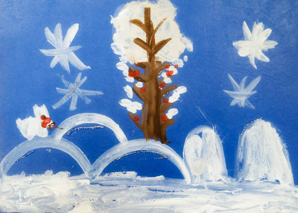 istock Child's paintings of Christmas. 889258266