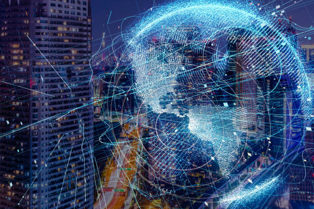 istock Smart city and global network concept. 889289358