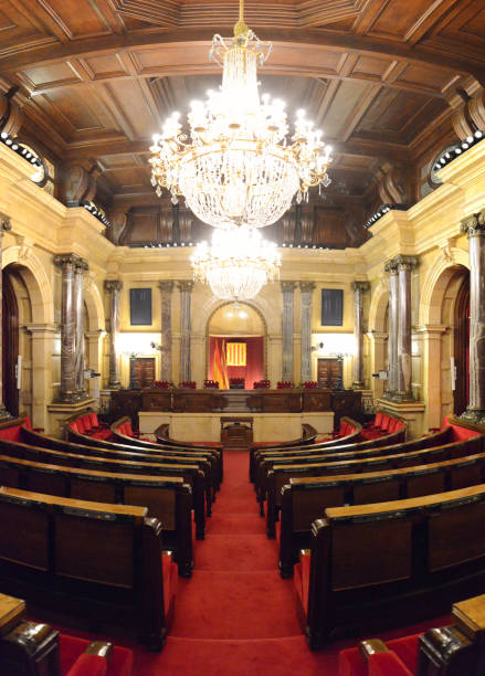 istock Plenary hall of the Catalonian Parliament from back 889291504